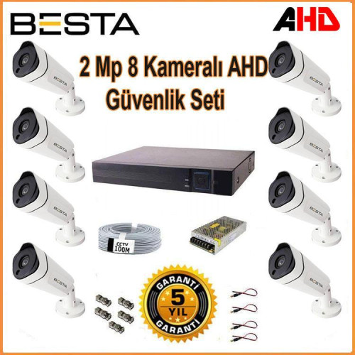 Besta KD-1818 2MP AHD 1080P Güvenlik Sistemi | 8 Kameralı Gece Görüşlü Set