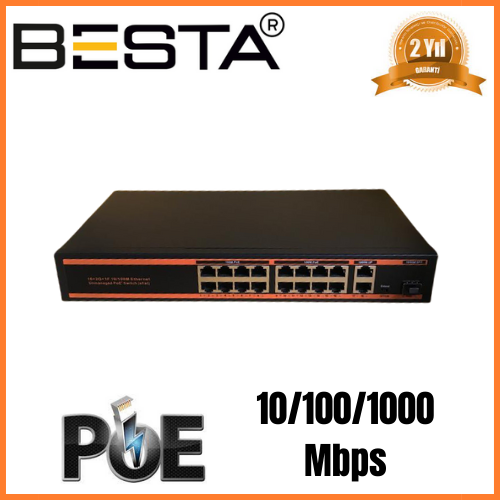 BESTA 18 Port Gigabit PoE Switch BST1821G (16 PoE + 2 Uplink)