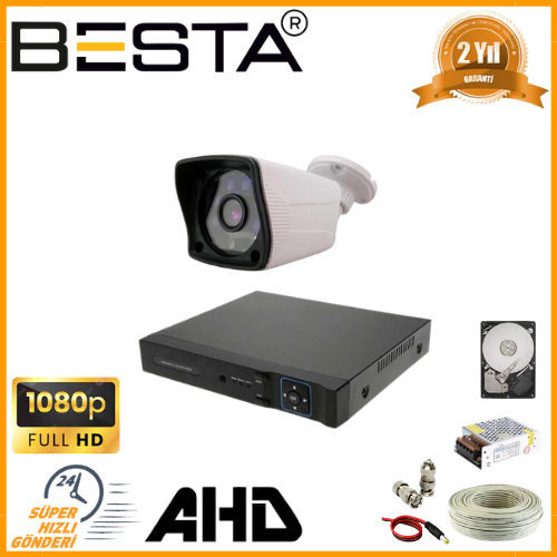 Besta 2 MP 1 Kameralı AHD Güvenlik Seti | Dış Mekan Uyumlu | 1080P Çözünürlük