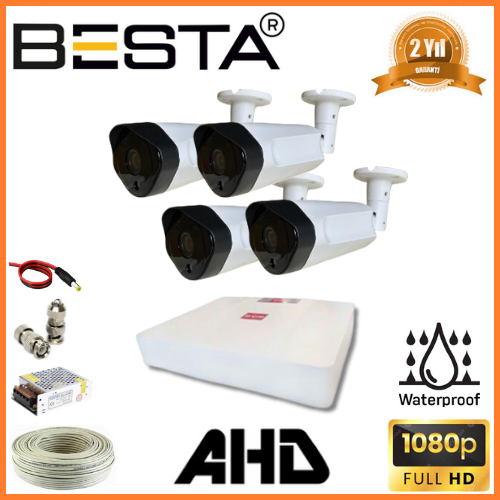Besta KD-1954 2MP AHD 1080P Güvenlik Seti | 4 Dış Mekan Kameralı Gece Görüşlü