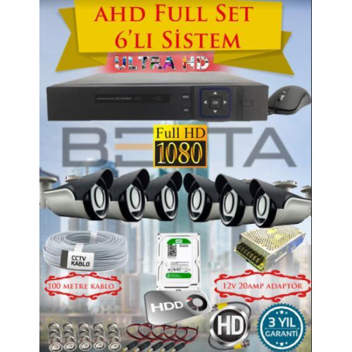 Besta KD-4156 2MP AHD 1080P Güvenlik Seti | 6 Kameralı Gece Görüşlü Sistem