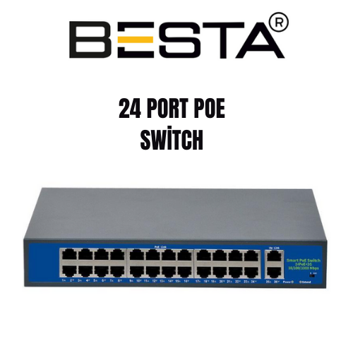 24 Port Gigabit PoE Switch 10/100/1000 Mbps Yüksek Güç ve Verimli Ağ Performansı