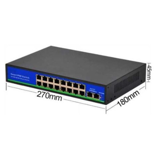 16 Port PoE Switch 10/100/1000 Mbps 2 Uplink + 2 SFP Port Yüksek Performanslı PoE Ağ Anahtarı