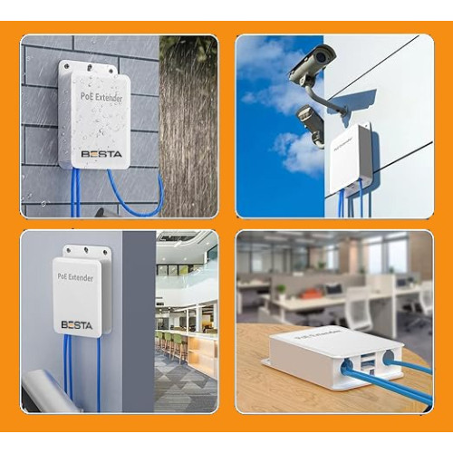 BESTA 4 Port Outdoor PoE Extender | 1 Giriş – 3 Çıkış | IEEE 802.3af/at | IP66 Su Geçirmez